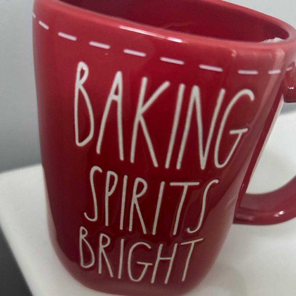Rae Dunn Large Red Ceramic Mug BAKING SPIRITS BRIGHT